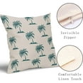 thumbnail image 3 of Teal Palm Tree Pillow Covers 18X18 Inch Set of 2 Coastal Tropical Plants Coconut Trees Decorative Pillow Cases Summer Beach Vintage Cushion Case Hawaiian Home Decor for Sofa Couch Outdoor, 3 of 6