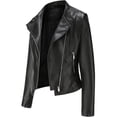 thumbnail image 4 of Chaqueta de cuero para mujer Chaqueta corta de motociclista Chaqueta de cuero con cremallera y cuello de solapa Chaqueta de transición Chaqueta corta (L), 4 of 4