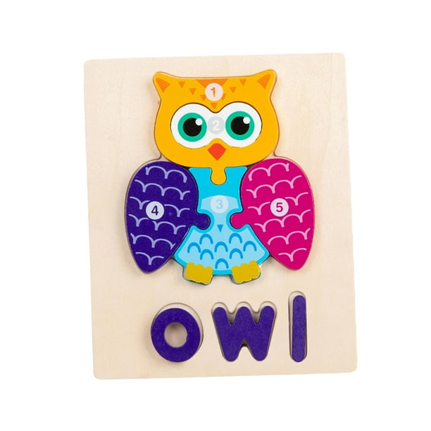 Juguetes Montessori, rompecabezas de madera, motricidad fina, juego de cognición de colores, Búho