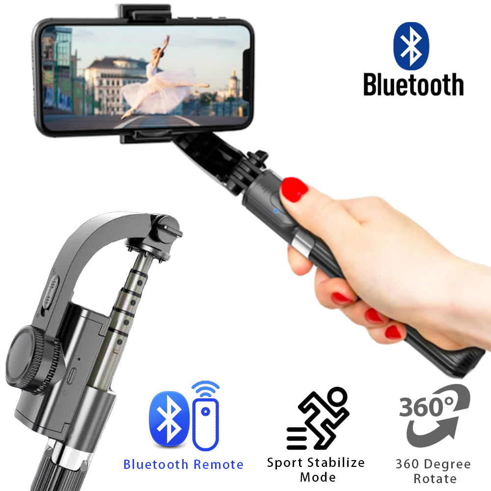 Single Axis Handheld Gimbal Stabilizer, 3-in-1 Collapsible Portable  SmartPhone Selfie Stick Tripod, Anti-Shake 360° Rotate with Wireless Remote  for 
