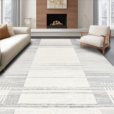 ODIKA 4'x6' Machine Washable Non-Slip Area Rug, Quick Dry Grey Bath Super Absorbent High Traffic Rug, Gray, 103003
