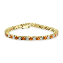 Bling Jewelry Womens Alternating Stones Clear Red CZ Tennis Bracelet 12CT Gold Plated 7.5 Inch