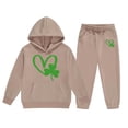 thumbnail image 5 of Xmyrz St Patricks Day Little Girl Holiday Outfits Pants Set Sweatsuits Hooded Classic Heart Long Sleeve Tracksuit Casual Clothes Sets Clothing Suits, 5 of 5