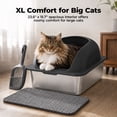 thumbnail image 6 of Alvantor XL Enclosed Stainless Steel Cat Litter Box with Lid and High Sides, Includes Litter Mat & Scoop, 6 of 7