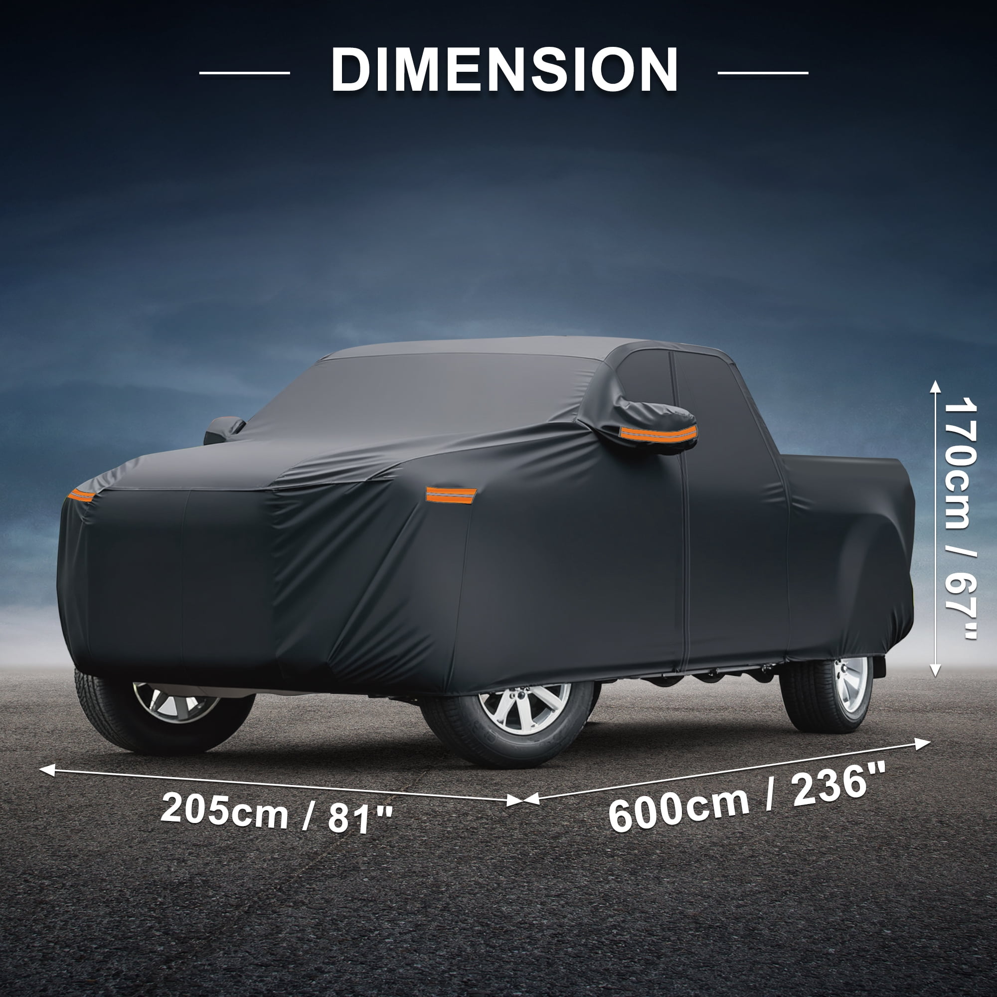 Unique Bargains Car Cover 210D-PU Oxford Outdoor Full Car Cover Waterproof Windproof Black for Toyota Tundra