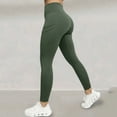 thumbnail image 2 of CheerKidz Womens Long Solid Color High Waisted Yoga Pants with Pockets Workout Gym Fitness Tights Butt Lifting Leggings for Women Stretchy Comfortable Casual Wear Pants(Army Green,S), 2 of 8