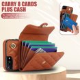 thumbnail image 6 of Allytechgroup for iPhone 8 Plus/7 Plus Wallet Case with 5 Cards Holders, Detachable Hand Strap & Shoulder Lanyard RFID Blocking Shockproof Protective Phone Case for Girls Women, Brown, 6 of 8