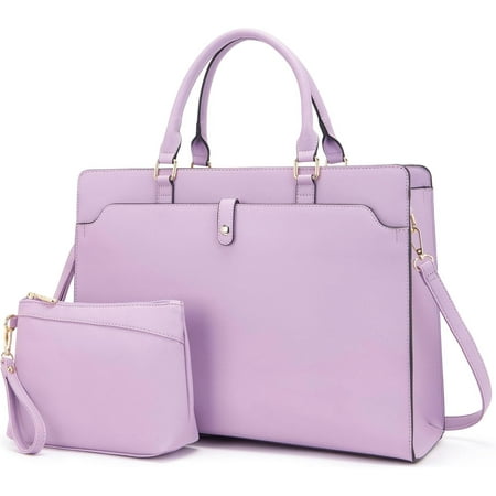 15.6" Vegan Leather Laptop Bag for Women Lightweight Water-Resistant Work Tote & Briefcase for Travel,College,Office