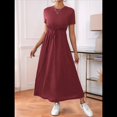 thumbnail image 4 of Vestido Informal de Corta para Mujer, con Bolsillos, Color Vino Tinto, Talla L, 4 of 8
