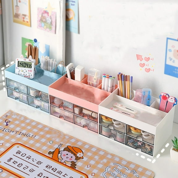 Makeup Organizer, Large Capacity Vanity Organizer with 2 Drawers for Cosmetics, Lipstick, Jewelry, Nail Polish, Clear Storage Box for Bedroom, Bathroom Countertops & Office Desks,Vsgery