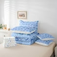 thumbnail image 5 of Feelyou Cartoon Blue Bow Bedding Comforter Set 7 Pieces for Child, Girly Buffalo Bow-tie Full Bedding Set, Dreamy Princess Ribbon Reversible Fitted Sheet Flat Sheet, Lightweight Room Decor, 5 of 7