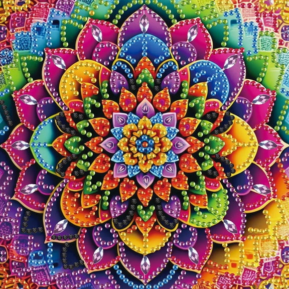 Diamond Painting Kit Colorful Lotus Special Shape Creative Diamond Art For Home Decor and Gifts 6.69 x 6.69 in