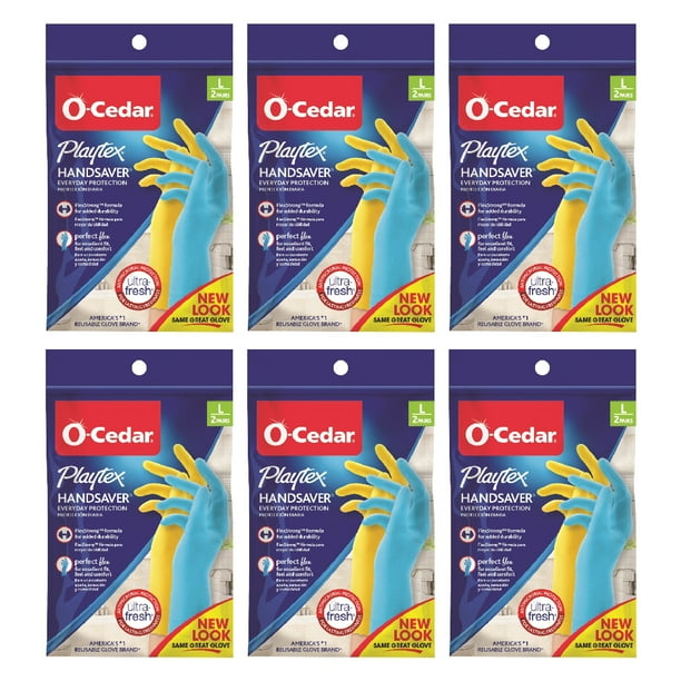 OCedar Playtex Large Handsaver Rubber Gloves Reusable, 12 Pairs, 6