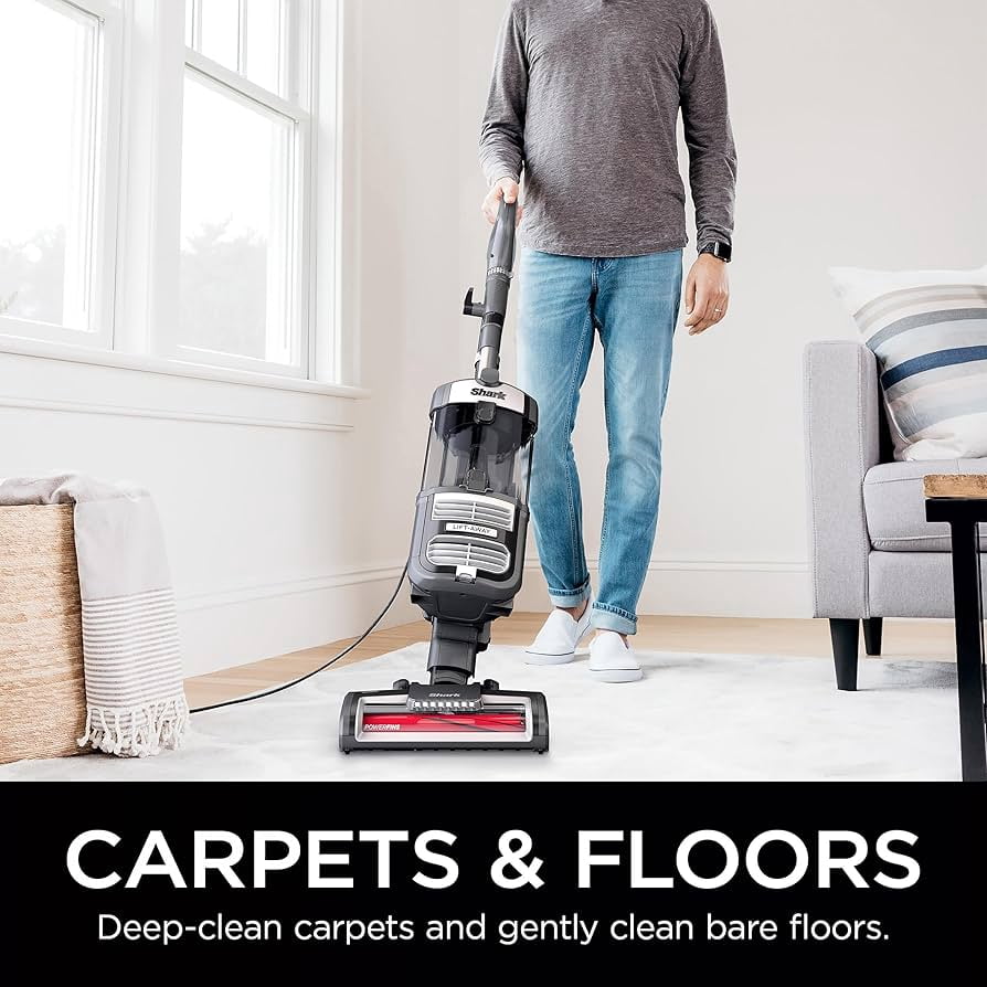 Restored Shark UV730 Navigator Lift-Away Upright Vacuum with PowerFins™ HairPro Self-Cleaning Brushroll, Anti-Allergen Complete Seal + HEPA, LED Headlights, Multi-Surface (Grey) (Refurbished)