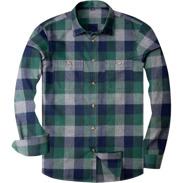 Alimens & Gentle Camisas casuales de franela a cuadros de manga larga con botones y ajuste regular para hombre