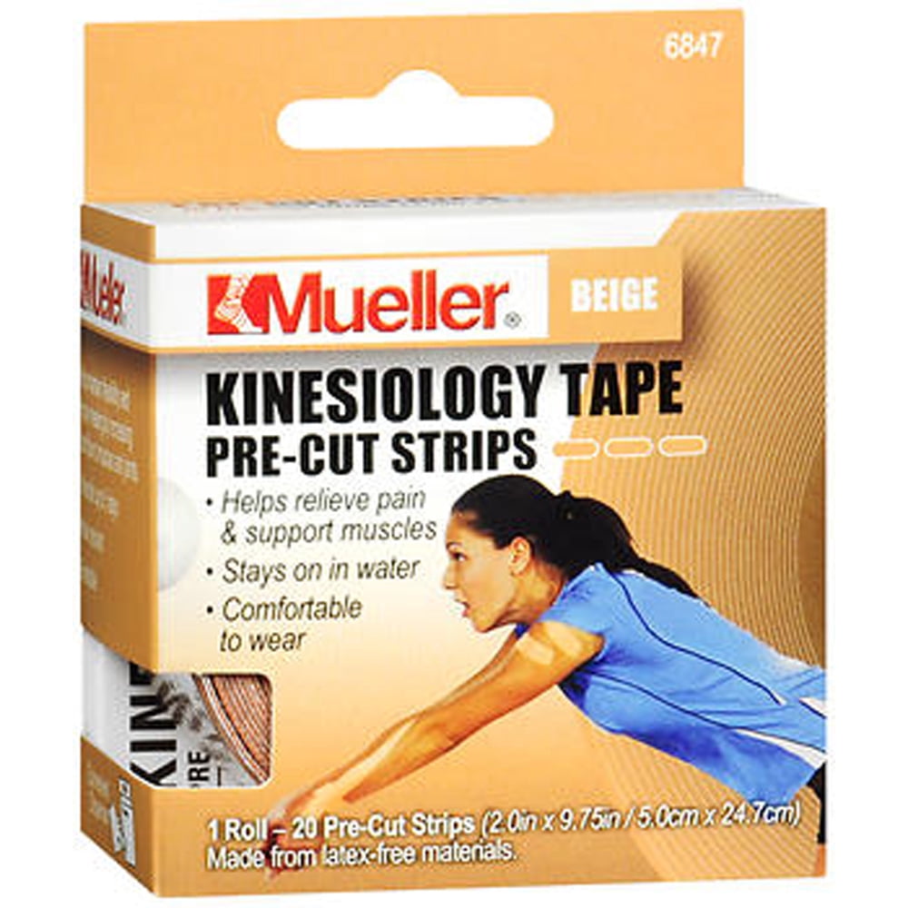 Kinesiology Tape, 20 PreCut Strips, Beige (1 roll) 2? x 16.4 ft