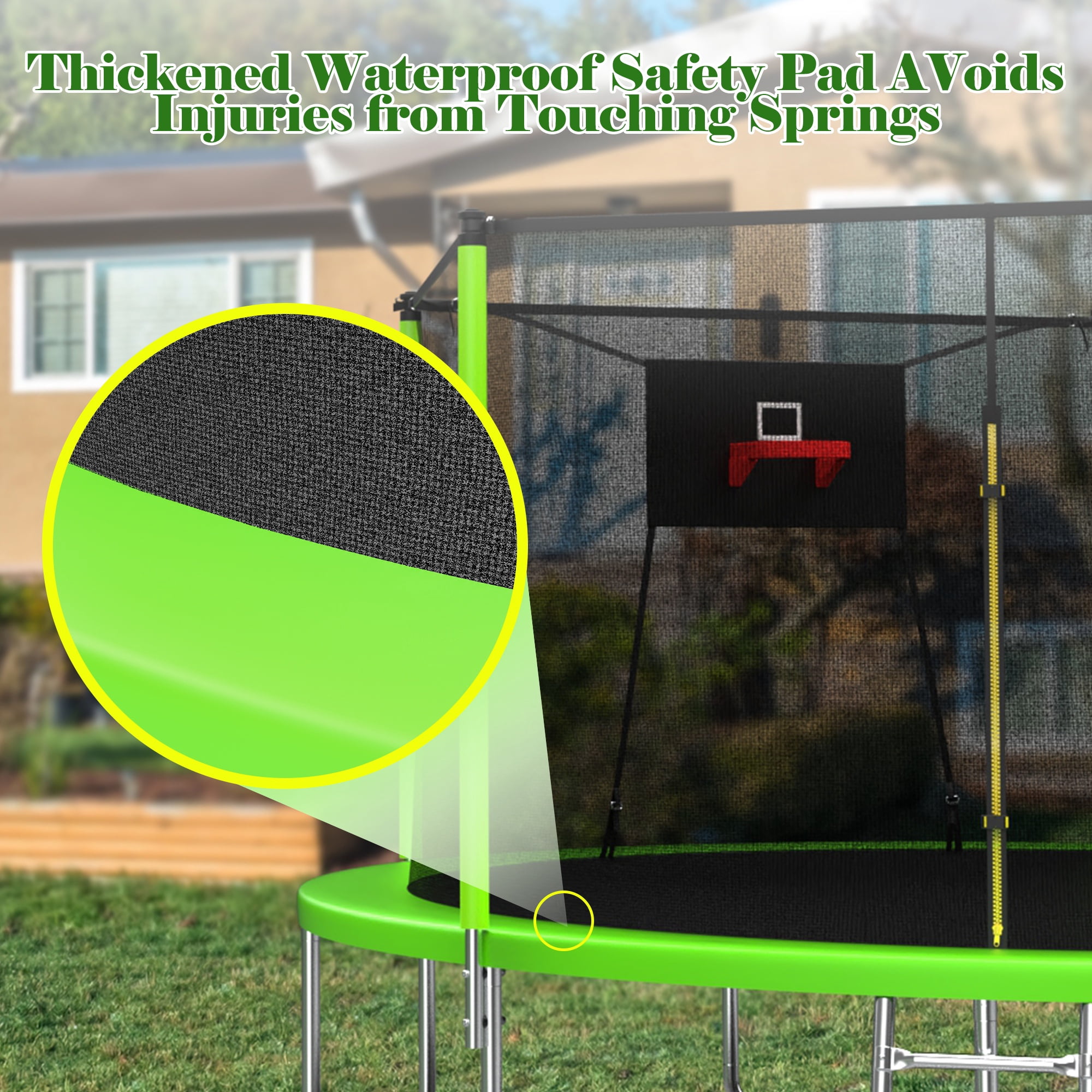 14ft Trampoline with Basketball hoop, SEGMART Upgraded Round Outdoor Kids Trampoline with Enclosure Net, Heavy Duty Backyard Trampoline, Recreational Trampoline for Adults Kids