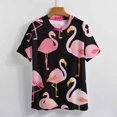 thumbnail image 3 of Flamingo Pattern T Shirts Basic T-Shirt Short Sleeve Ladies Tee Shirt Summer Graphic Clothing, 3 of 6