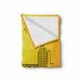 thumbnail image 2 of Austin Soft Flannel Fleece Throw Blanket, Minimal Texas City Linear Skyline with Typographic Design Doodled Sun, Cozy Plush for Indoor and Outdoor Use, 50" x 70", Yellow and Orange, by Ambesonne, 2 of 6