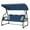 Blue, variant on zzw 3-Seat Steel Canopy Porch Swing with Stand, Adjustable Backrest, Removable Pillows and Foldable Side Tray, Green