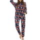 thumbnail image 1 of Mono de manga larga con cremallera para mujer, pijama de lana a cuadros y rayas, ropa de dormir cálida y gruesa, otoño, 1 of 4