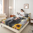 thumbnail image 4 of Castle Fairy Highland Cow Twin Sheet Sets 3pcs for Female Men Women,Vintage Chic Floral Sunflowers Twin Fitted Sheet Microfiber,Retro Farmhouse Breathable Flat Sheet,Luxury Bedroom Decor, 4 of 7