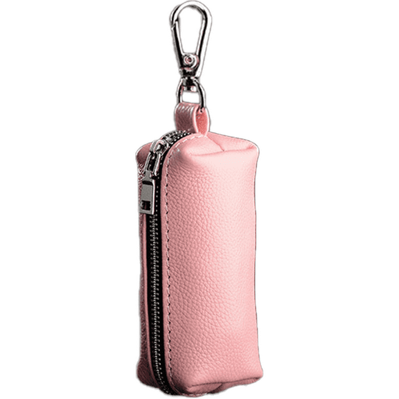 Egoelife Genuine Leather Key Organizer - Tri-Fold Zipper Key Holder with Card Slots, Compact Design for Keys & Cards