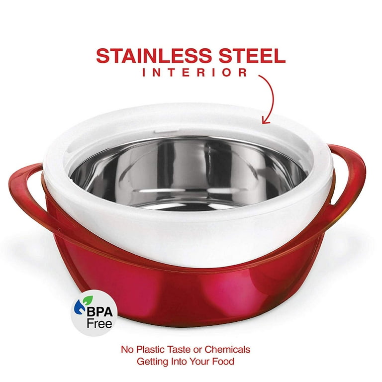 Pinnacle Thermoware 3.6-Qt Stainless Steel Bowl Insulated Food Container,  Red 