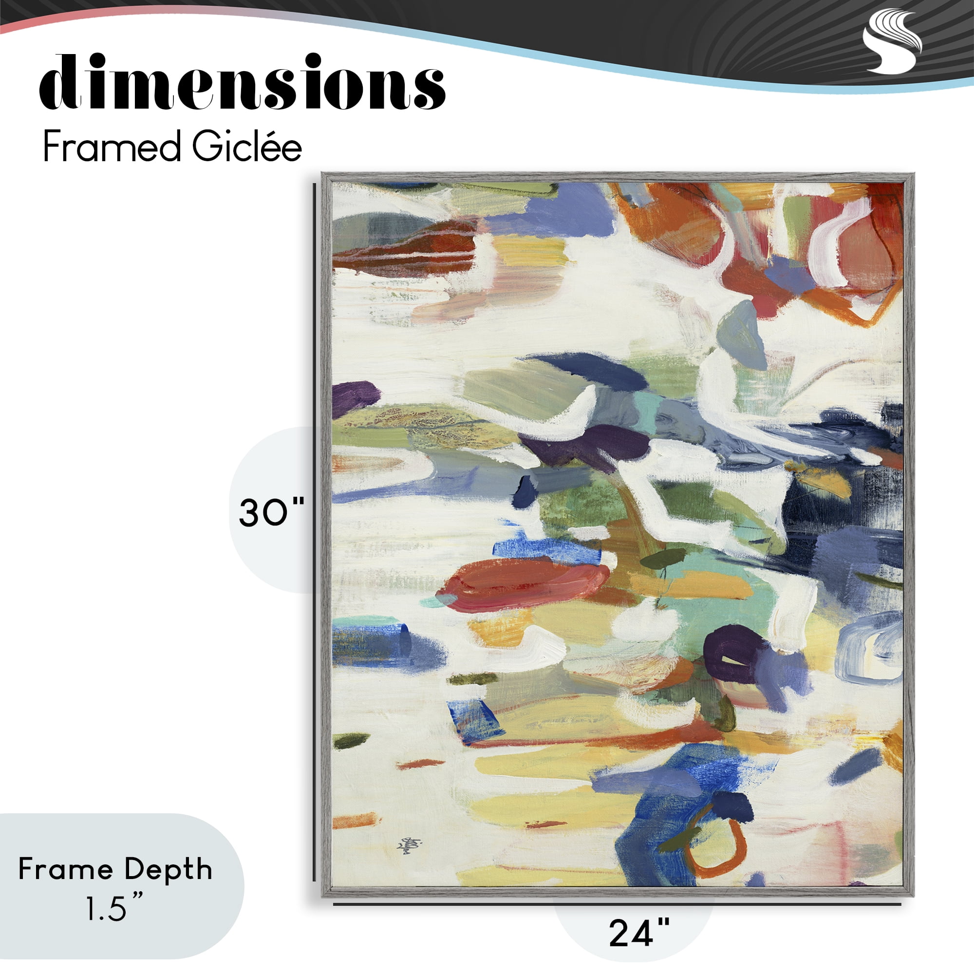 Stupell Industries Primary Hued Abstraction Gray Framed Giclee Art, design by Lisa Ridgers