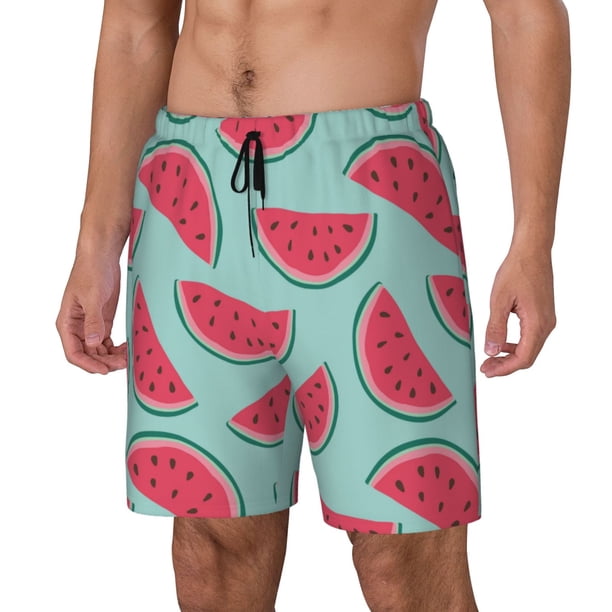 Fotbe Watermelon Traje de Baño para Hombre – Shorts de Natación de Secado Rápido con Forro y Bolsillos-Small