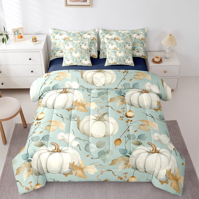 YST Autumn Decor 7-Piece Rustic Farmhouse Harvest Bedding Set, Twin Size – Cozy Comforter with Fall Theme