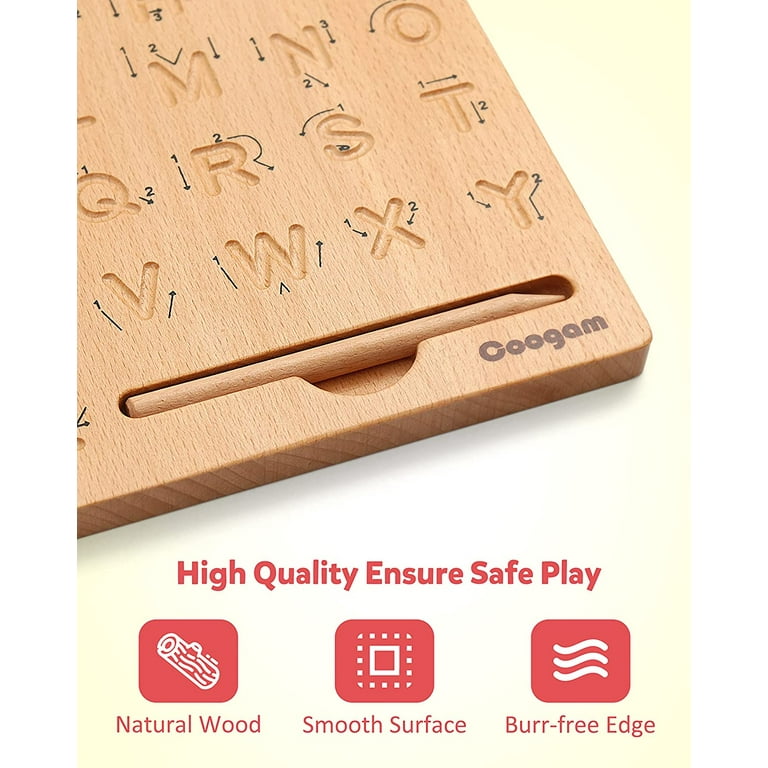 Terra Wooden Letters Practicing Board, Double-Sided Alphabet Tracing Tool  Learning to Write ABC Educational Toy Game Fine Motor Montessori Gift for  Preschool 3 4 5 Years Old Kids 