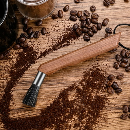

1 Pcs Coffee Grinder Cleaning Brush Boar Bristles Walnut Wood Handle with Hanging Belt