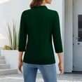 thumbnail image 3 of Lumtrix 3/4 Length Sleeve Womens Tops 2026 Spring Summer Collared Polo Shirts V Neck Casual Basic Polos Tees With Front Pocket Dark Green 3XL, 3 of 7