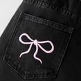 thumbnail image 4 of CPNG Teen Girls Baggy Jeans Straight Wide Leg Fashionable Bow Embroidered Pants Daily High Waisted Zipper Denim Trousers(Black,13-14 Years), 4 of 4