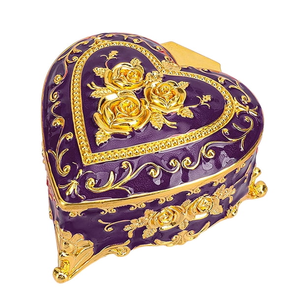Joyero en forma de corazón único y versátil para guardar aretes y joyas. Oro rosa morado