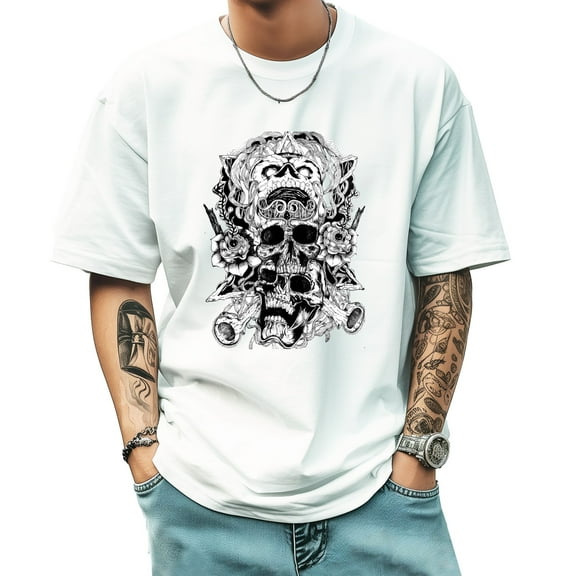 Graphic Tees for Men Summer New Print Casual Tee Fashion Trend Sports Shirt Select