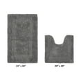 thumbnail image 2 of Better Trends Toilet Rug U-Shaped Set of 2 Piece Contour Rug 100% Cotton Bathroom Mat Soft Absorbent Reversible Washable for Decor Tub Shower Bathroom Floor, 20"x20"|21"x34" Gray Lux Collection, 2 of 4