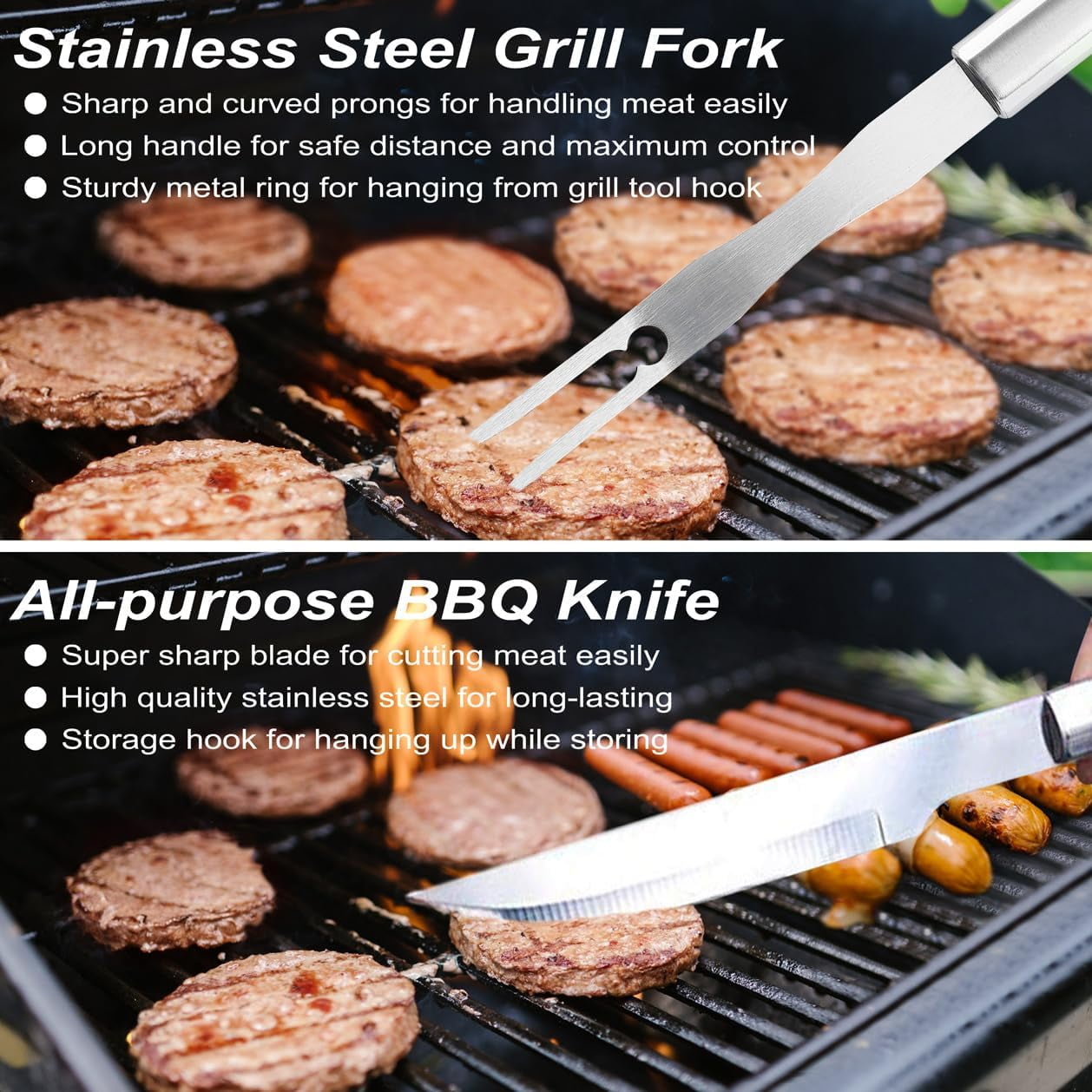 POLIGO 22PCS Deluxe Stainless Steel Grilling Tools Set - Outdoor BBQ Gift for Men