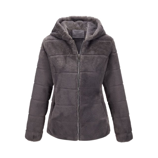Abrigo de piel sintética Bellivera 1801A para mujer, color gris, talla XXL