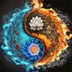 thumbnail image 1 of (11CTACC-926 45x45 color) hilo algodón ecológico bordado 11CT 3 hebras impresión 45*45cm Diagrama Tai Chi Yin y Yang-Kit serie dibujos animados punto cruz fuego hielo, 1 of 9
