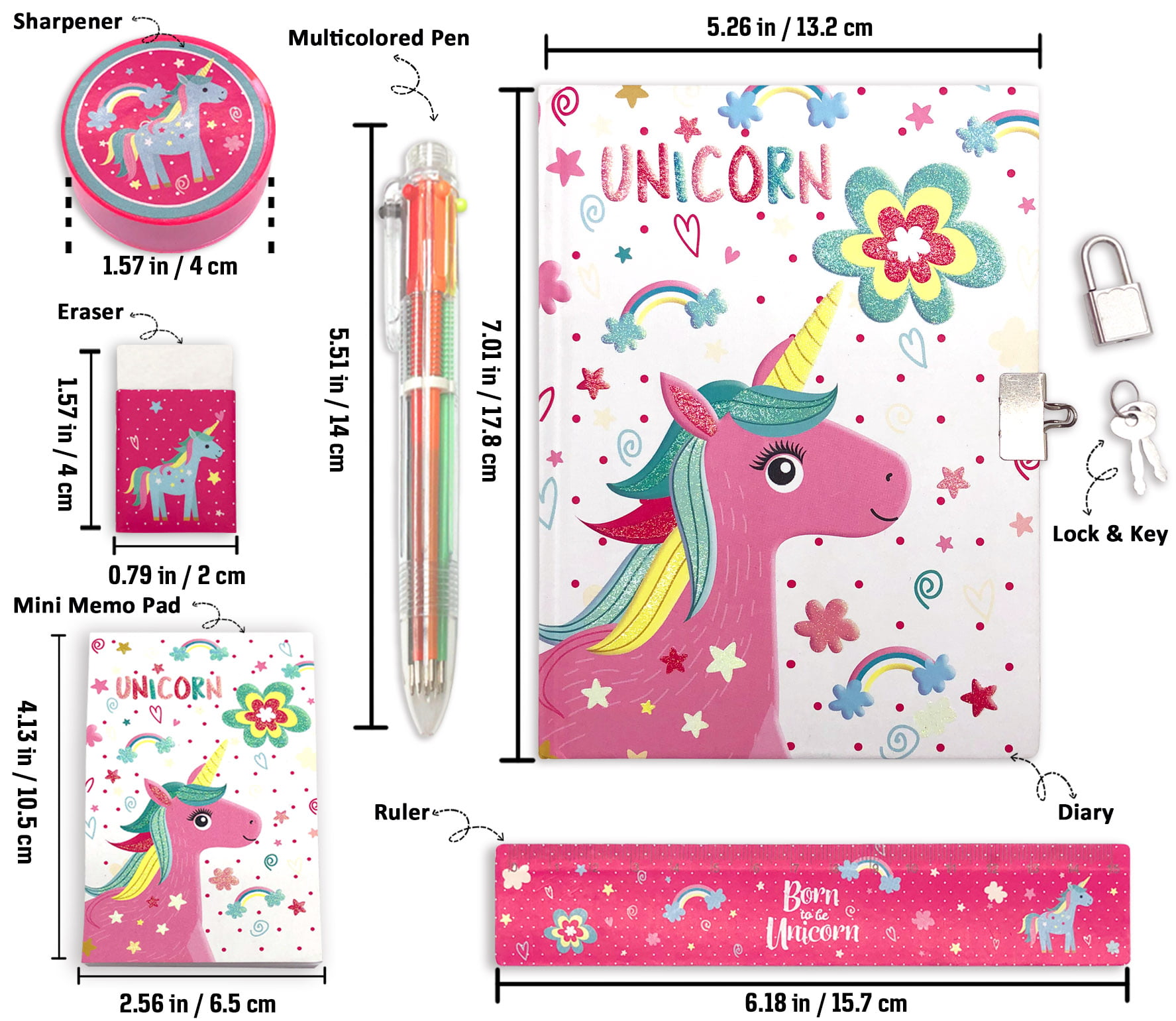 GINMLYDA Girls Diary With Lock, Kids Journal Stationary Set For