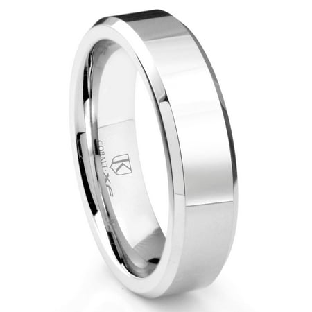 Andrea Jewelers Cobalt Xf Chrome 6MM High Polish Beveled Wedding Band Ring Sz 9.5