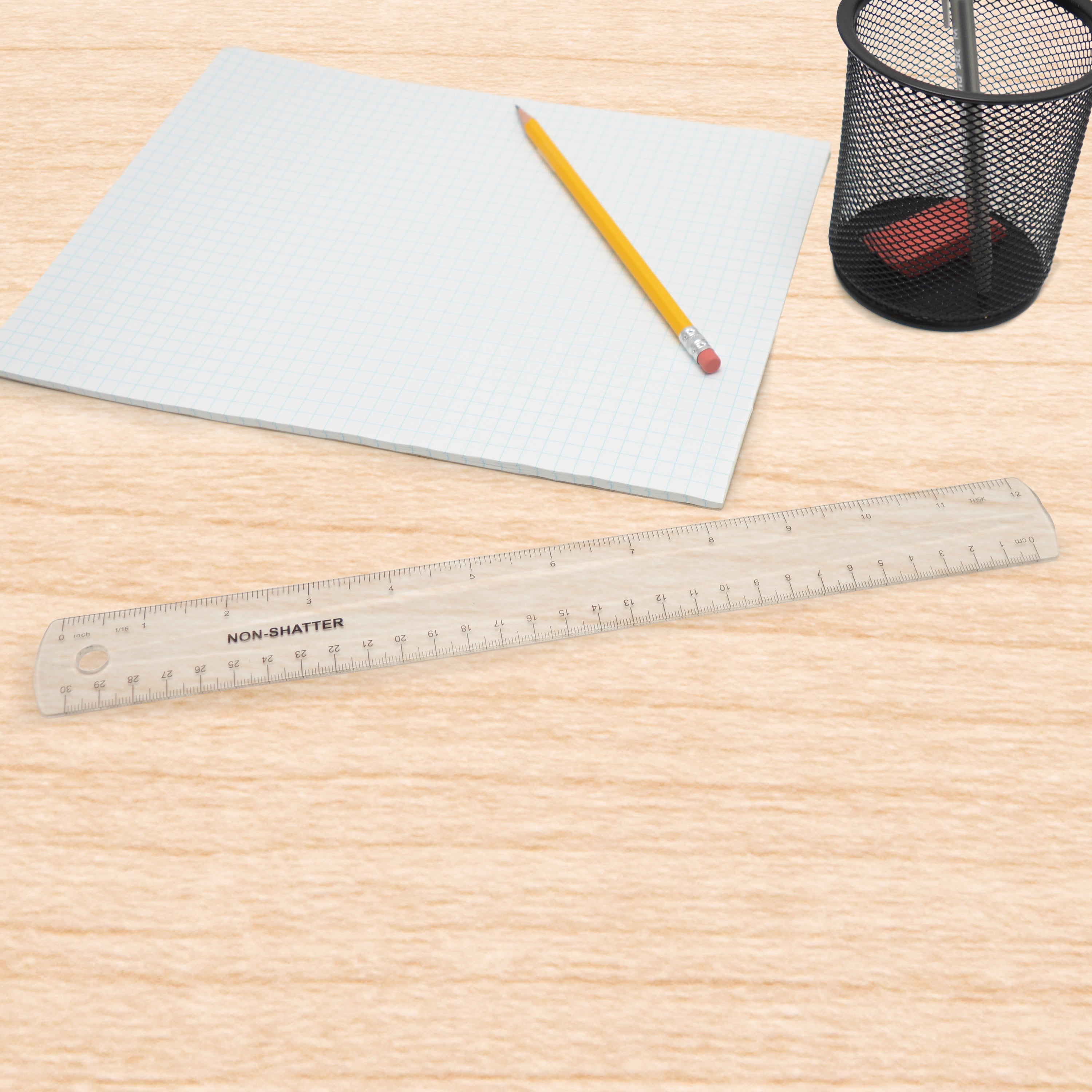 Basix by Westcott 30-Pack of Shatterproof Clear Rulers, Inches and Centimeters, Flexible, Ideal for Crafting, Office, Classroom, 12-Inch