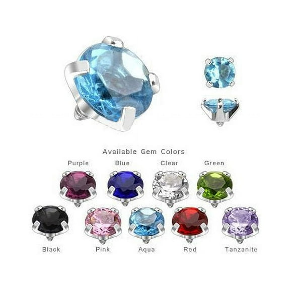 90 Pcs of Assorted Color Dermal Anchor Tops with Prong Set Round CZ Gem
