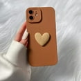 thumbnail image 3 of Cute 3D Love Heart Phone Case for iPhone 11 6.1 inch with Anti-Fall Lens Cameras Cover Protection Slim Dustproof Protective Cover Aesthetic Design for Women Girls, Brown, 3 of 17