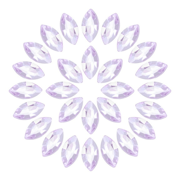 Uxcell 100Pcs Horse Eye Shape Rhinestones Glass Point Back Beads for Jewelry Making, Light Purple 6x12mm