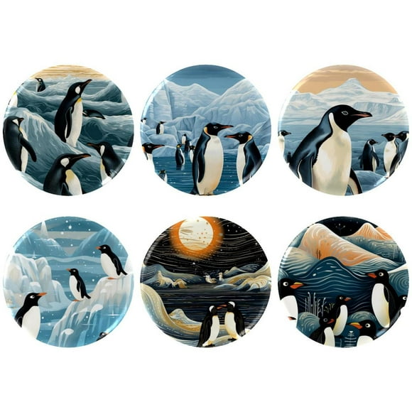 Penguin Badges with Pins for Backpacks Parties Ties Hats Corporate Events Personalized Custom Photo Text Logo Button