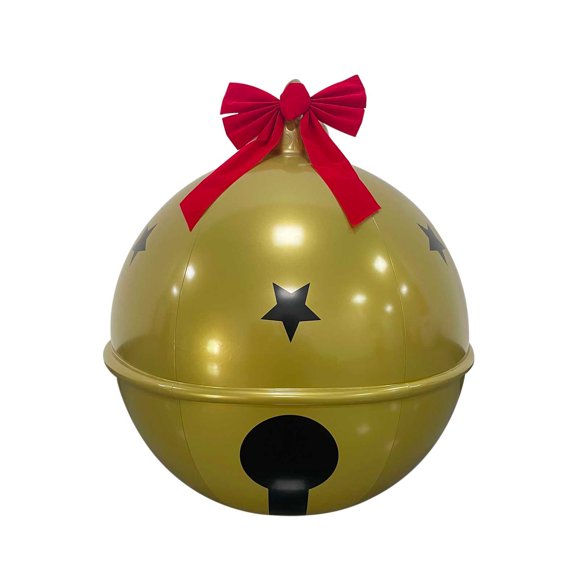 Qiulaii 2pcs Inflatable Christmas Ball Ornament with Bows and Bells - All-Weather PVC Holiday Decor for Indoor Tree Hanging and Outdoor Yard Decoration B