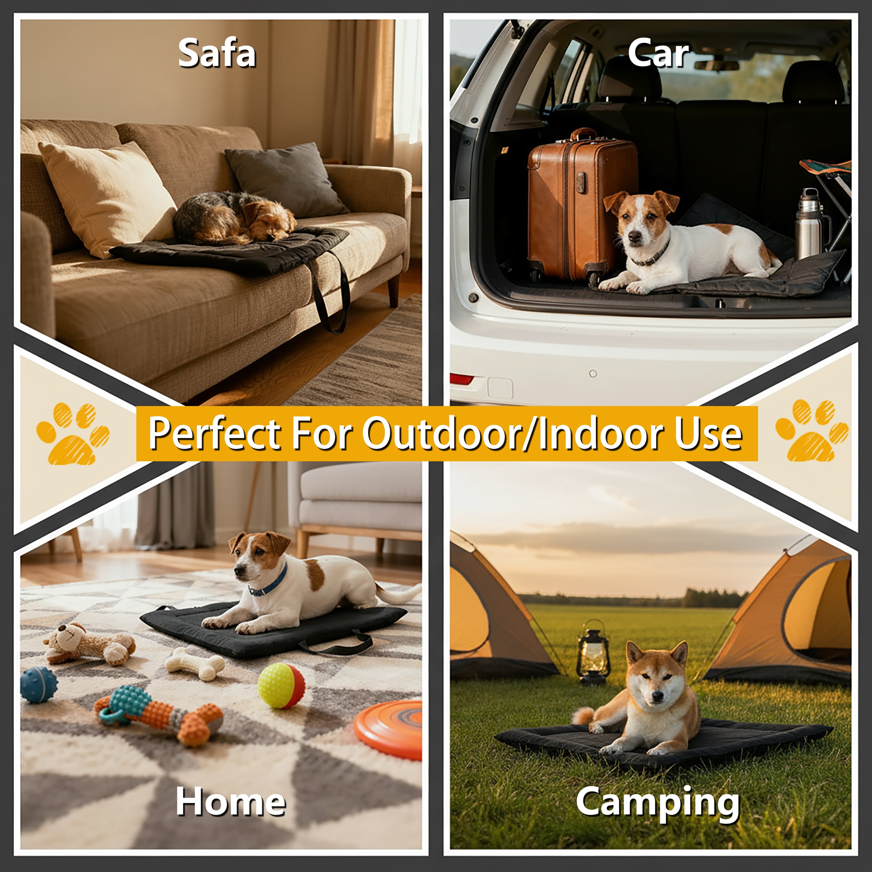 Waterproof Pet Mat, Portable Outdoor Dog Mat for Camping Sleeping, Pet Cushion Pad with Handle for Small Dogs, Outdoor Training Dog Bed for Puppies